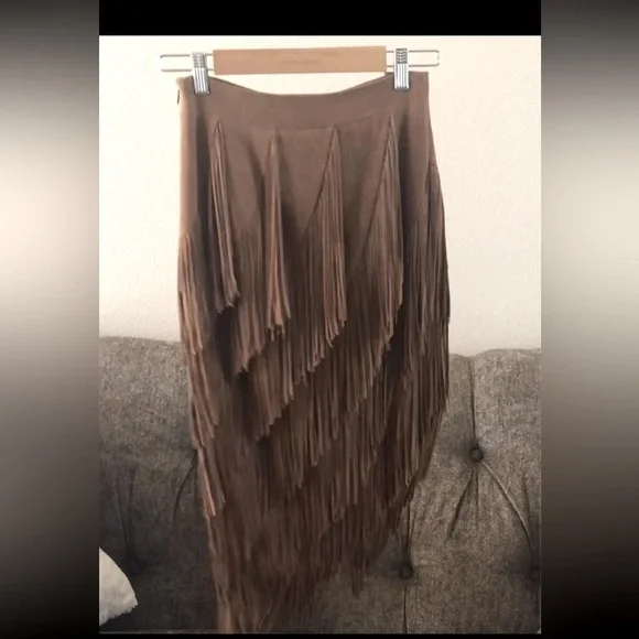 Intermix Suede Fringe Skirt- New With Tags!! - Picture 11 of 13